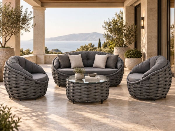 Balkon Oturma Grubu Apple Antrasit Örgü