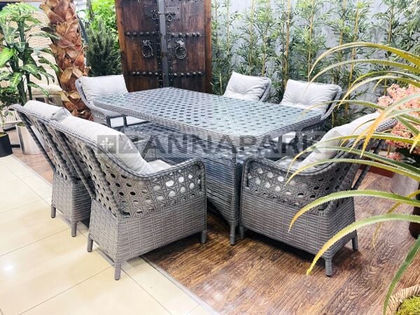 Rattan Bahçe Masa Sandalye Takımı Victory Antrasit Açık Gri