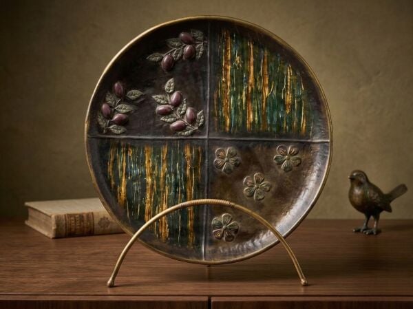 Dekoratif Eskitme Vintage Obje (58 cm) – El Yapımı Duvar ve Masa Dekoru