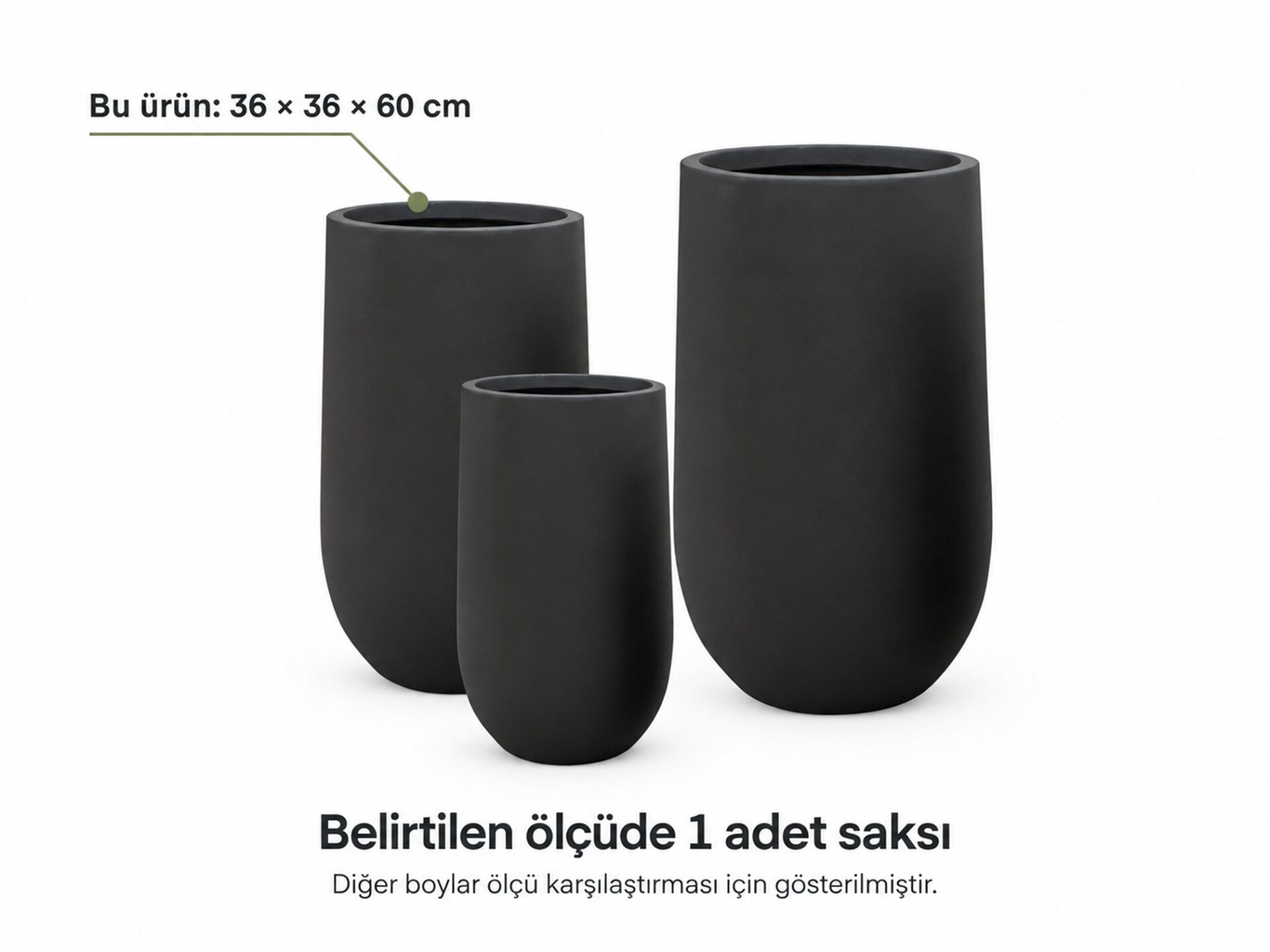 Fiber Saksı Lento Antrasit 36x36x60 cm