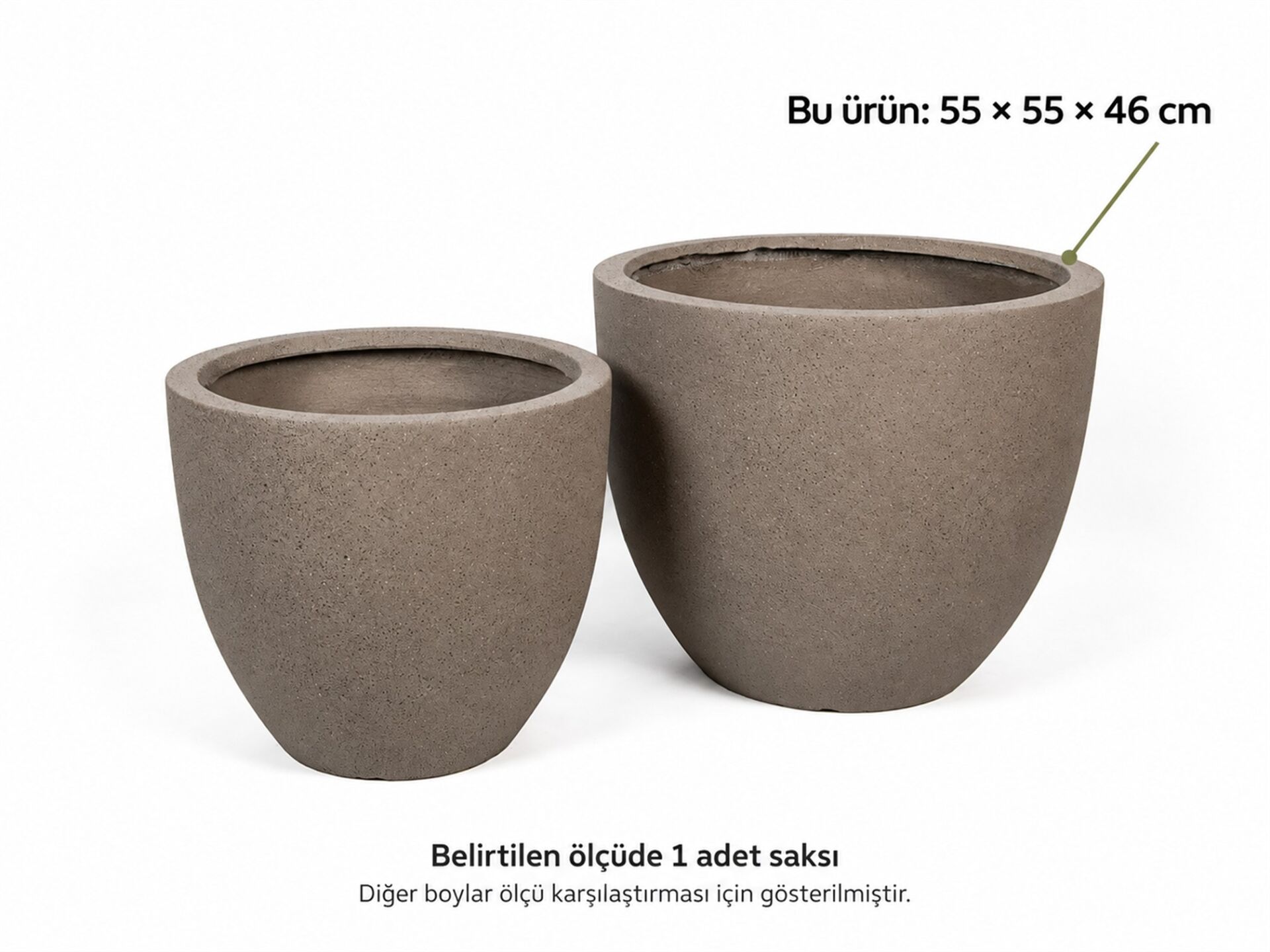 Fiber Saksı Minoa Krem 55x55x46 cm