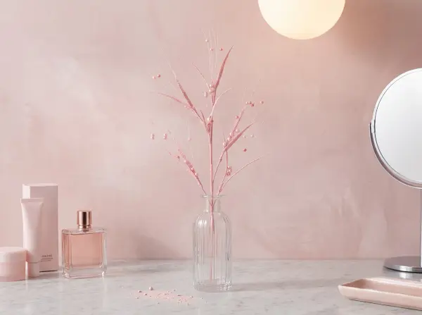 Yapay Çiçek Kristal Yapraklı Dekoratif Dal 75 cm Pembe