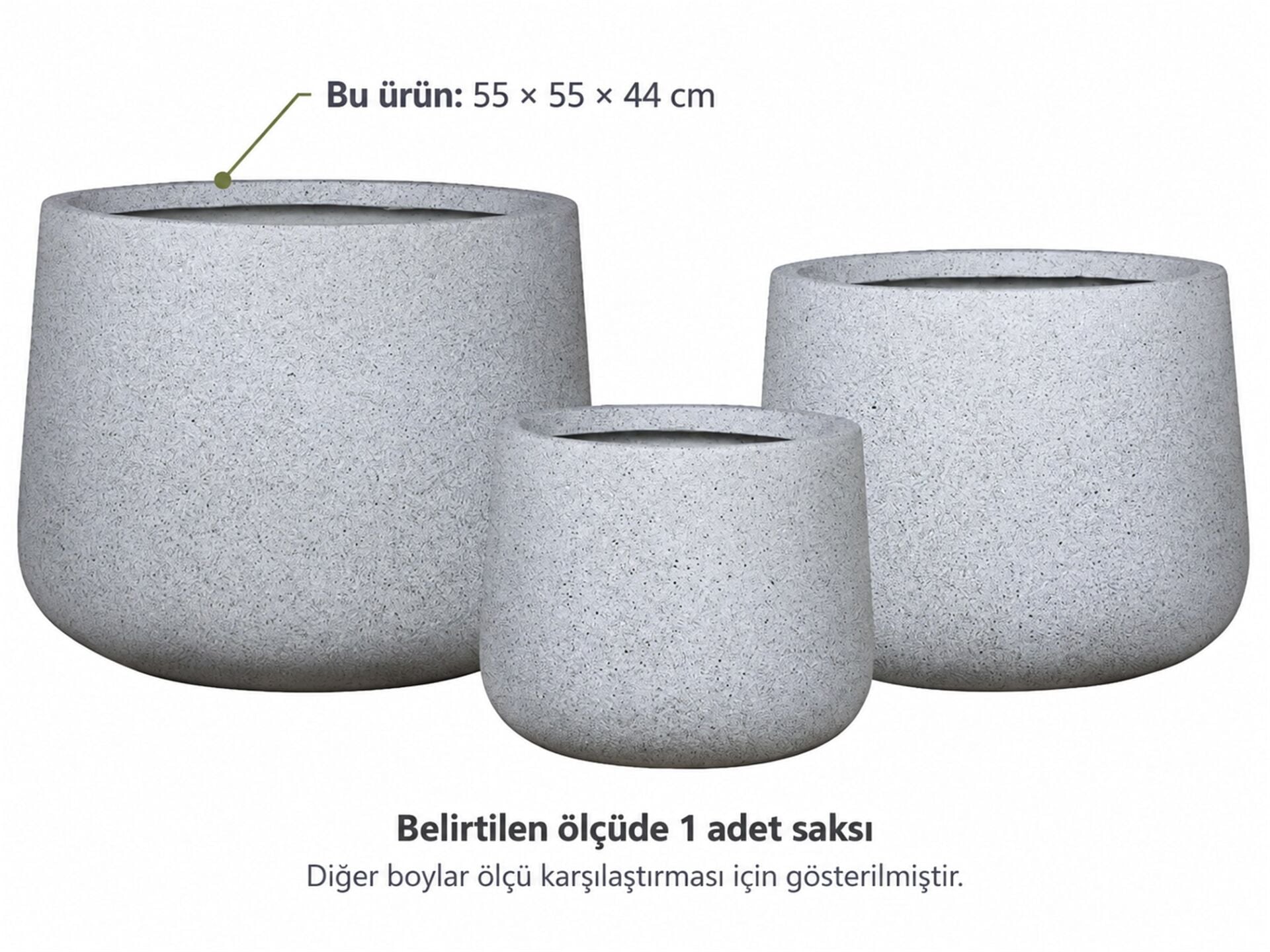 Fiber Saksı Pera Gri 55x55x44 cm