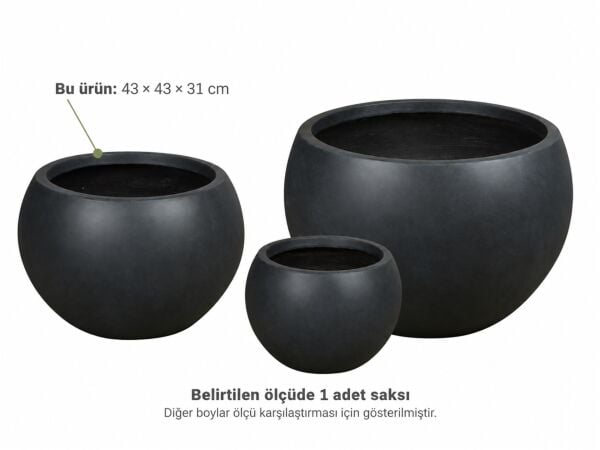 Fiber Saksı Orbis Antrasit 43x43x31 cm