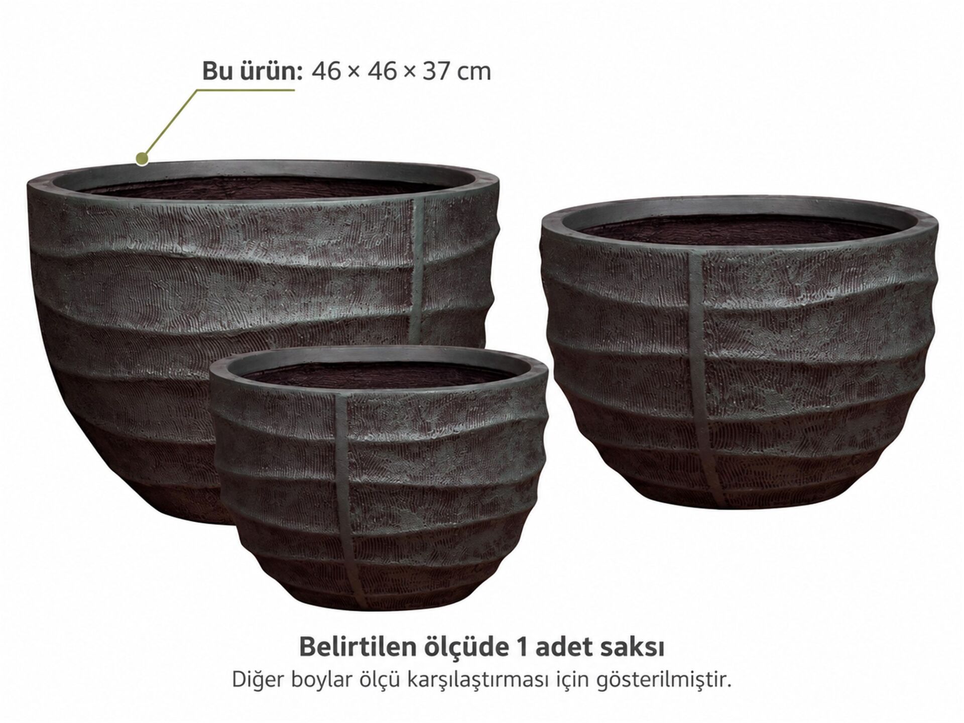 Fiber Saksı Vento 46x46x37 cm