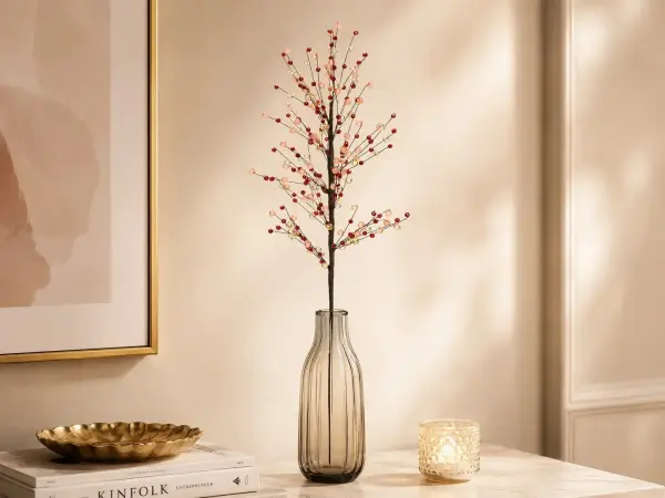 Kırmızı Rose Gold Detaylı Kokina Aranjman Dalı 60 cm