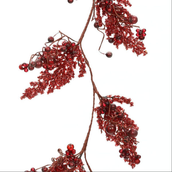 Kırmızı Berry Garland 120 cm | Masa ve Vitrin Süsü