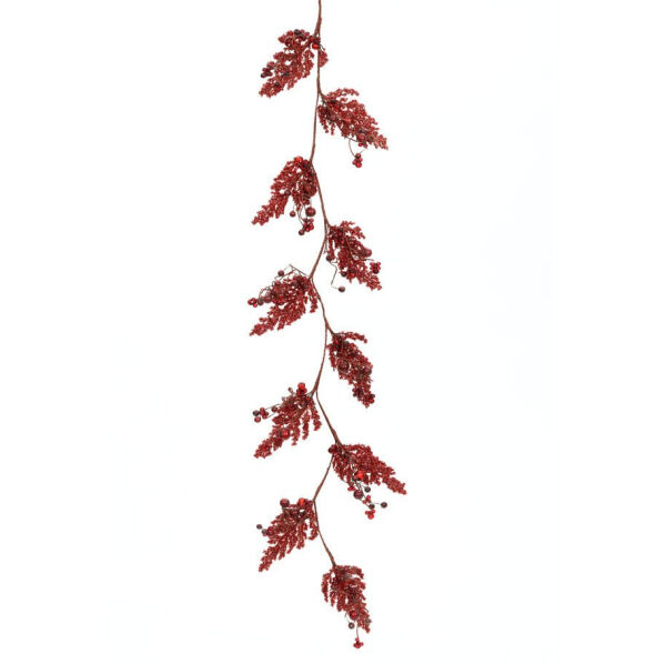 Kırmızı Berry Garland 120 cm | Masa ve Vitrin Süsü
