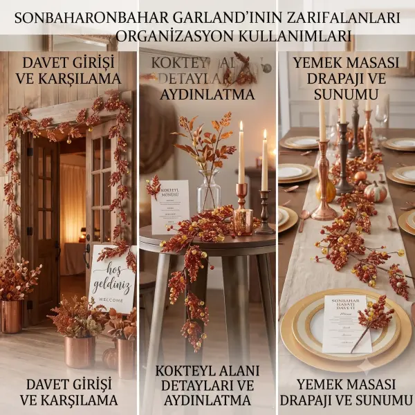 Sonbahar Garland 120 cm | Masa ve Konsol Süsü – Turuncu