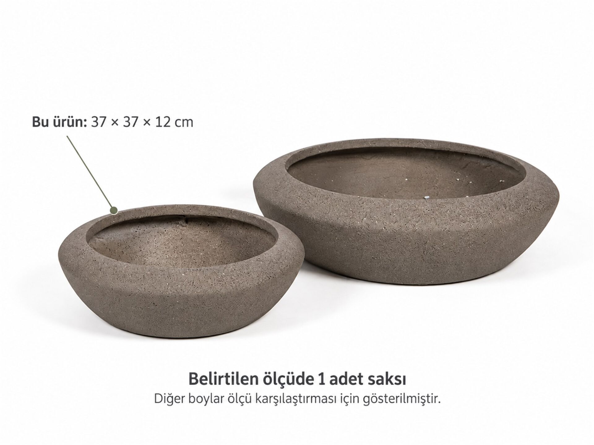 Fiber Bonsai Saksısı Zenna Krem 37x37x12 cm