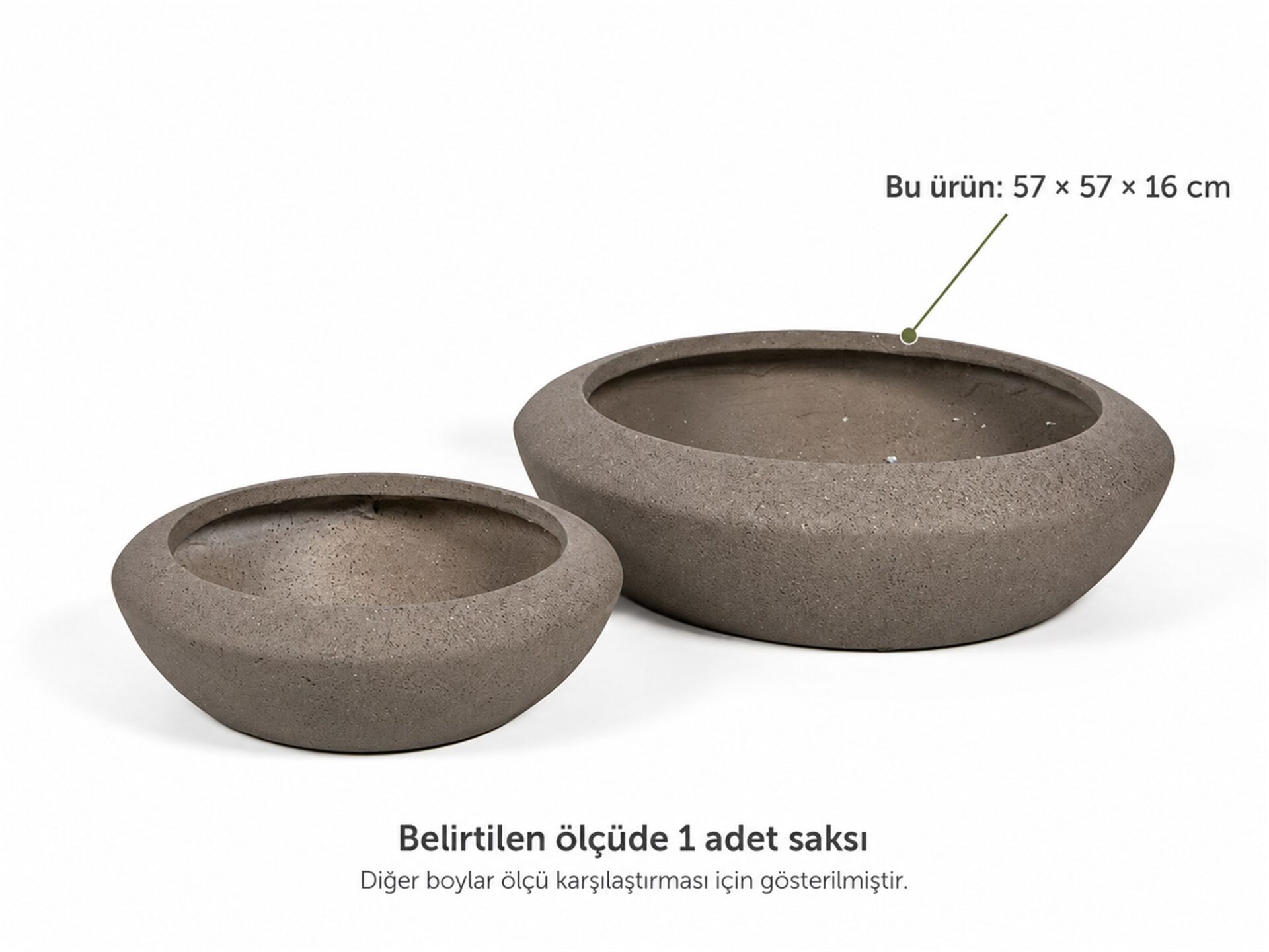 Fiber Bonsai Saksısı Zenna Krem 57x57x16 cm