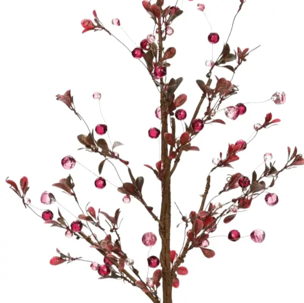 Dekoratif Dal Kristal Yapraklı Bordo 70 cm