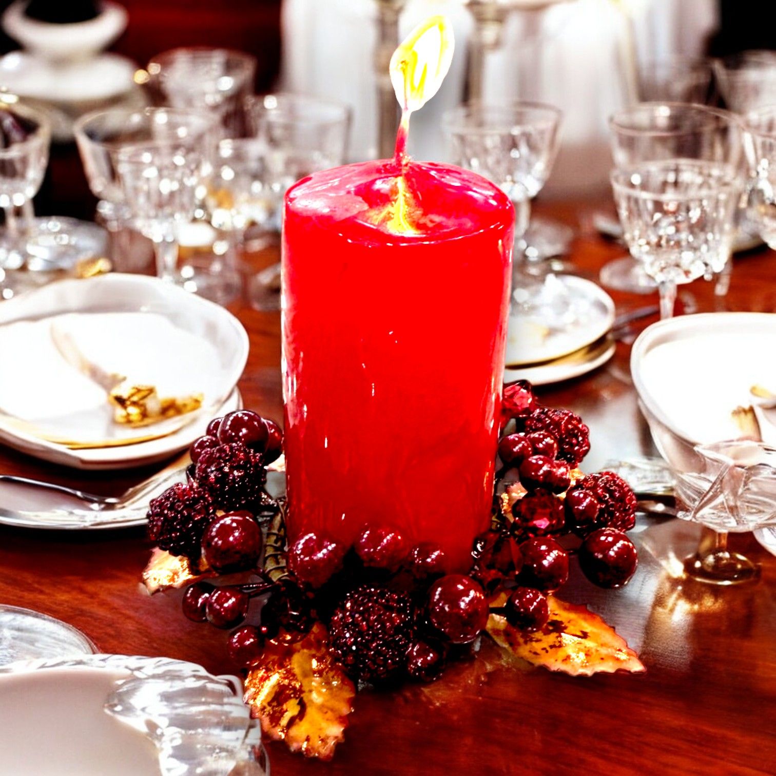 Mumluk Çelenk Handmade Deluxe Masa Süsü Dekor 13cm