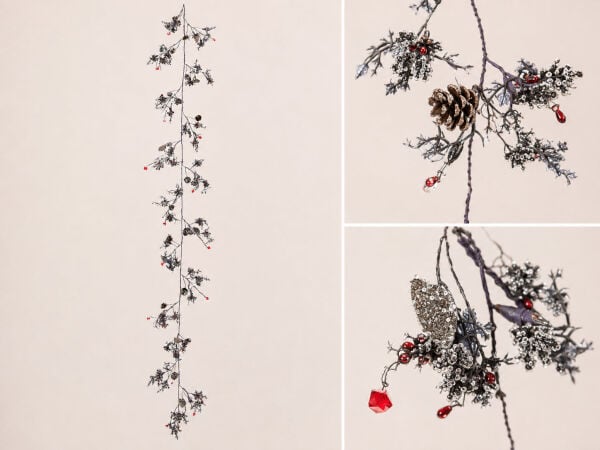 Dekoratif Masa Süsü ve Sarkıt Garland 120 cm – Gümüş