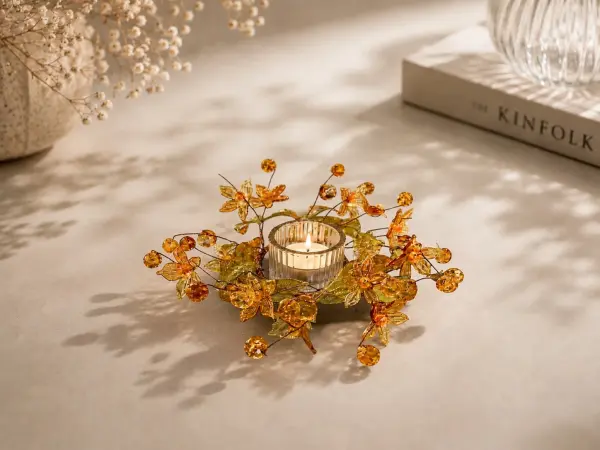 Dekoratif Mumluk Masa Süsü Kristal Turuncu 13 cm
