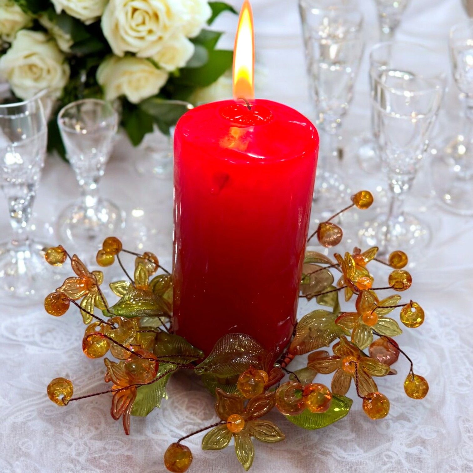 Mumluk Çelenk Handmade Deluxe Masa Süsü Dekor 13cm