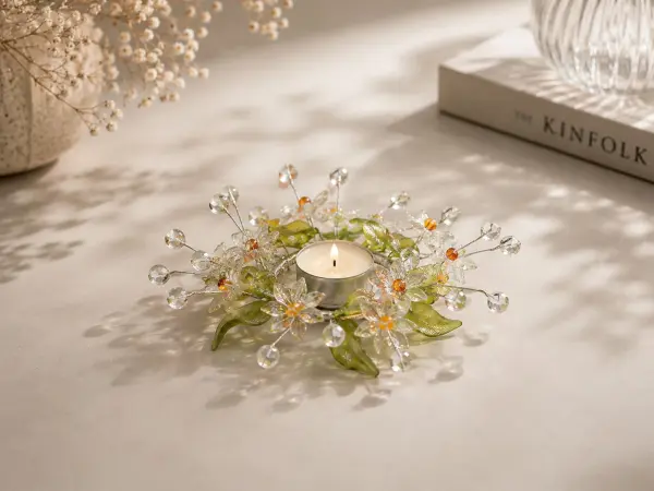 Dekoratif Mumluk Masa Süsü Kristal Şeffaf 13 cm