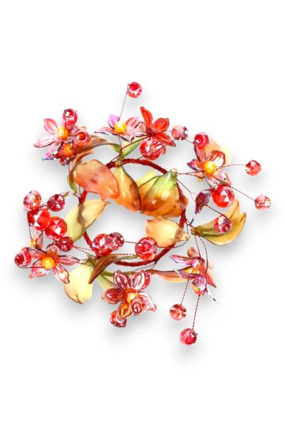 Kristal Detaylı Kırmızı Mumluk ve Masa Süsü (13 cm)