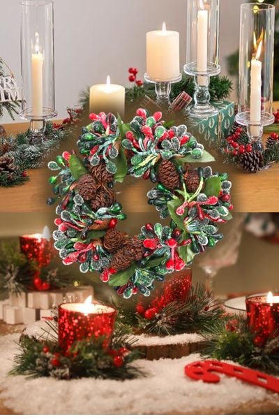 Mumluk Çelenk Handmade Deluxe Masa Süsü Dekor 13cm