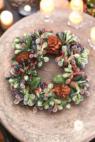 Mumluk Çelenk Handmade Deluxe Masa Süsü Dekor 13cm