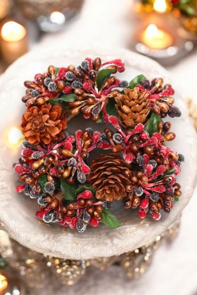 Mumluk Çelenk Handmade Deluxe Masa Süsü Dekor 13cm
