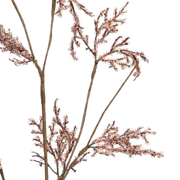 Yapay Çiçek Simli Yapraklı Dekoratif Dal 75 cm Rose Gold