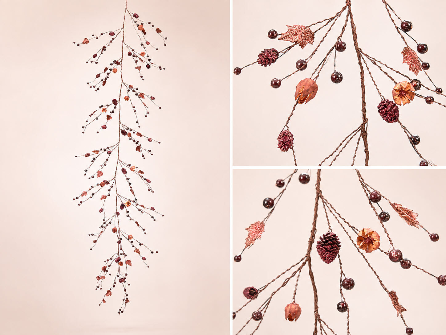 Dekoratif Masa Süsü ve Sarkıt Garland 150 cm – Rose Gold