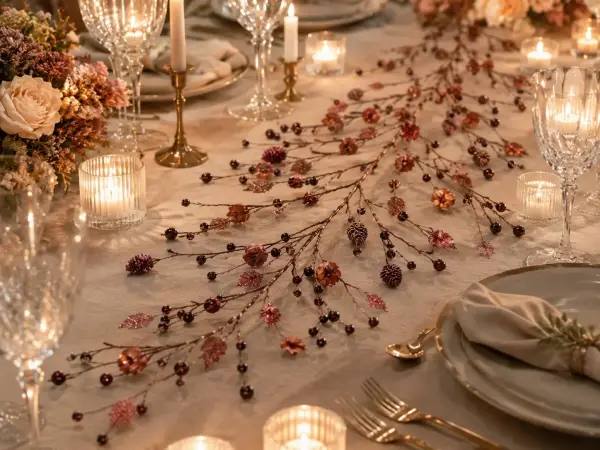 Rose Gold Dekoratif Garland 150 cm | Davet Masası ve Vitrin Süsü