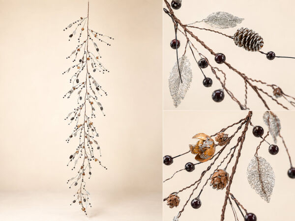 Dekoratif Masa Süsü ve Garland 150 cm – Gümüş ve Amber
