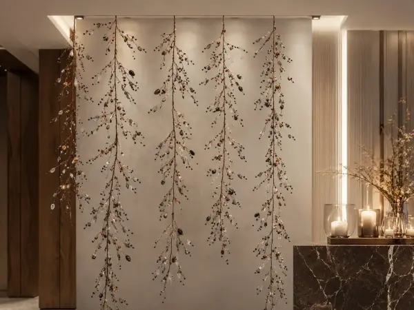 Dekoratif Masa Süsü ve Sarkıt Garland 120 cm – Gümüş