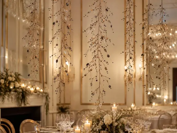 Dekoratif Masa Süsü ve Sarkıt Garland 120 cm – Gümüş