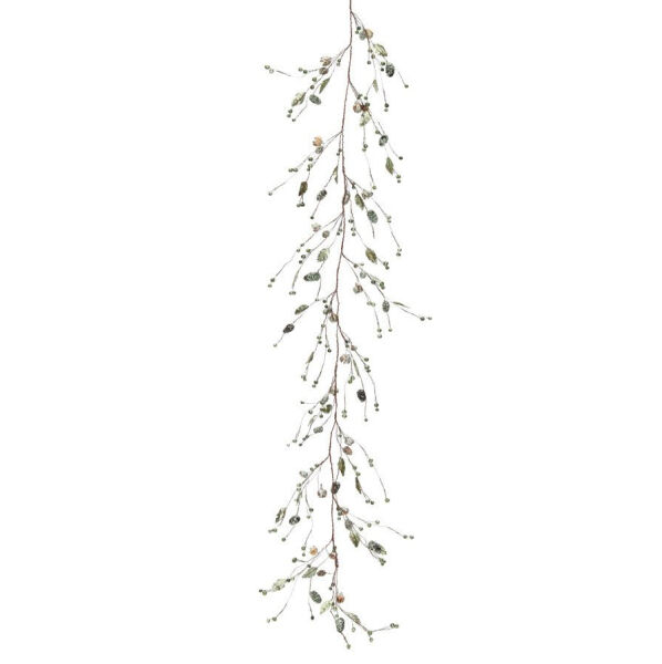 Yeşil-Gümüş Dekoratif Garland 150 cm | Davet Masası ve Vitrin Süsü