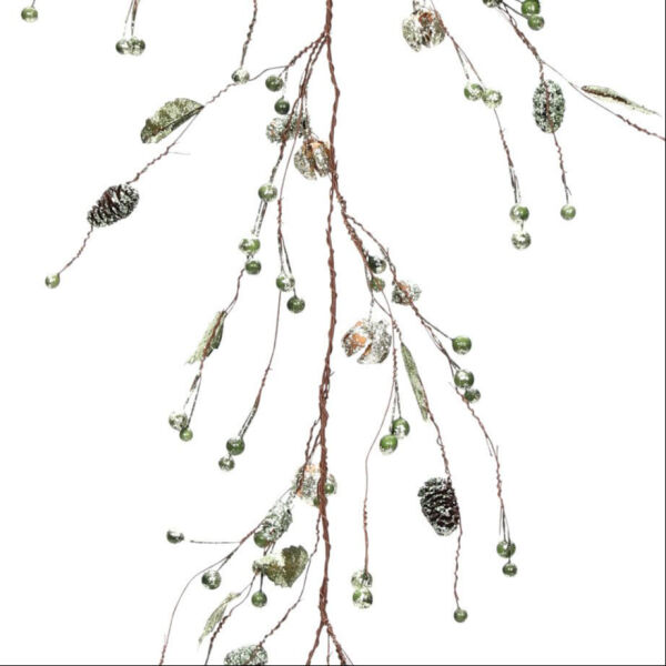 Yeşil-Gümüş Dekoratif Garland 150 cm | Davet Masası ve Vitrin Süsü