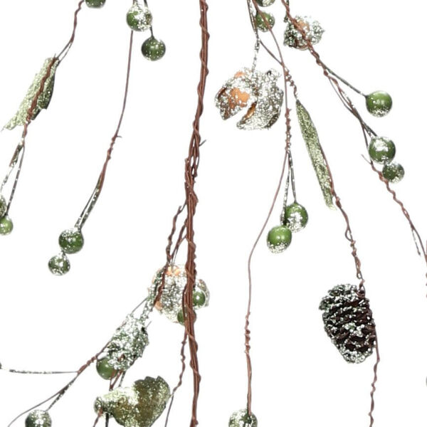 Yeşil-Gümüş Dekoratif Garland 150 cm | Davet Masası ve Vitrin Süsü