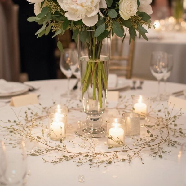 Kristal Garland Masa & Organizasyon Dekoru 150 cm - Silver Green