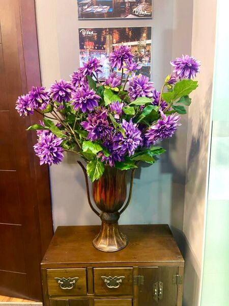 Yapay Çiçek Dahlia Yıldız Çiçeği 86cm Mor