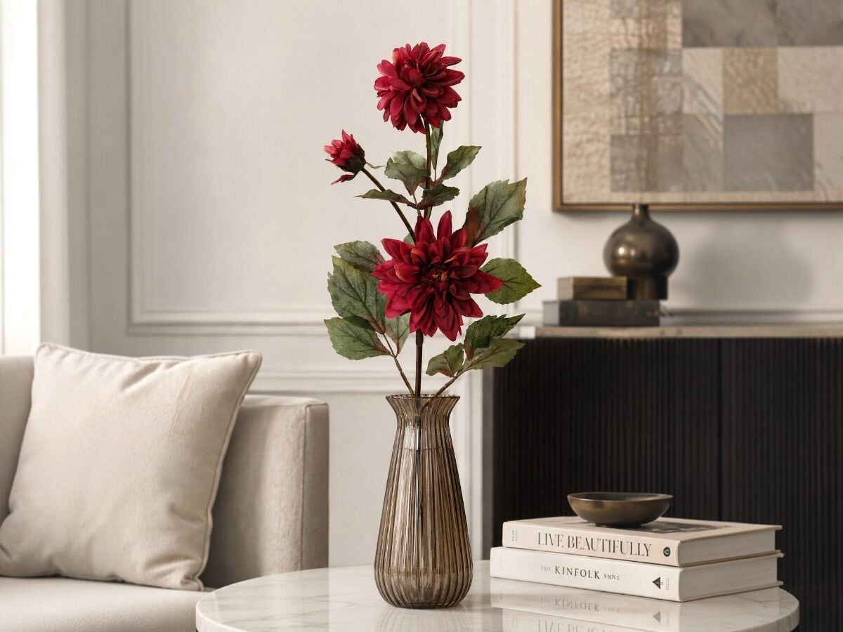 Bordo Yapay Yıldız Çiçeği Dalı 86 cm