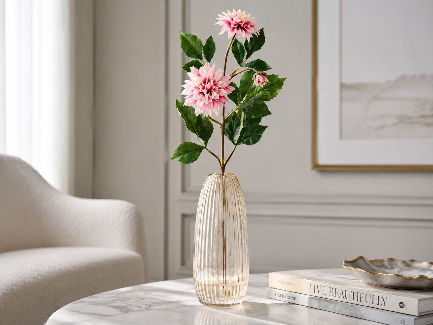 Pembe Yapay Yıldız Çiçeği Dalı 86 cm