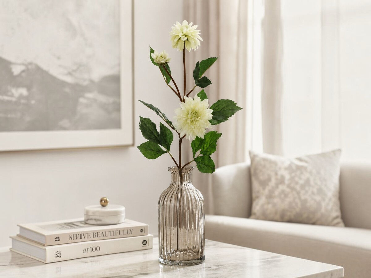 Krem Yapay Yıldız Çiçeği Dalı 86 cm