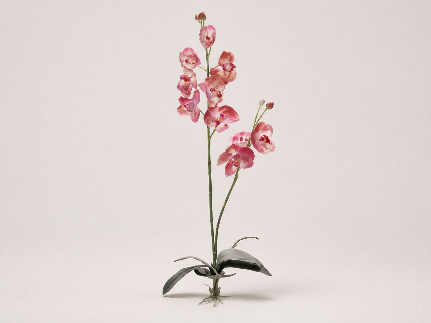 Yapay Orkide Dalı Yapraklı 88 cm Pembe