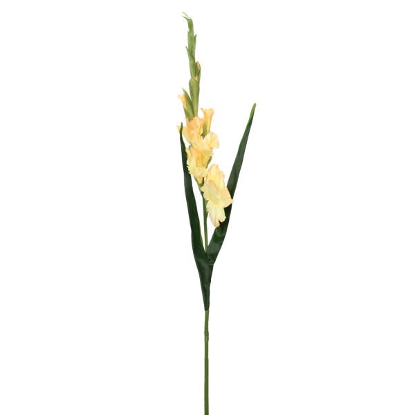 Yapay Sarı Glayör Gladiola Bahar Dalı - 110 cm Dekoratif Çiçek
