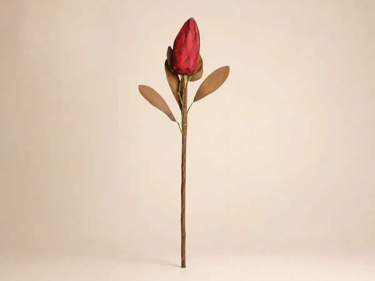 Büyük Dekoratif Yapay Çiçek Dalı Protea 86 cm – Bordo