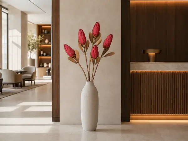 Büyük Dekoratif Yapay Çiçek Dalı Protea 86 cm – Bordo