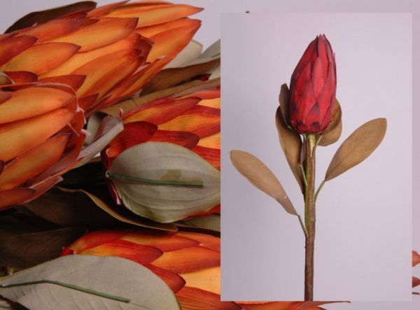 Büyük Dekoratif Yapay Çiçek Dalı Protea 86 cm – Bordo