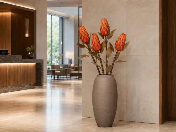 Büyük Dekoratif Yapay Çiçek Dalı Protea 86 cm – Turuncu