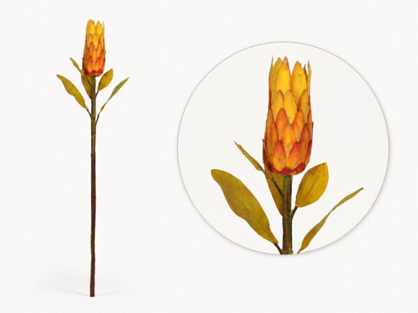 Tropikal Yapay Çiçek Uzun Protea 90 cm Turuncu
