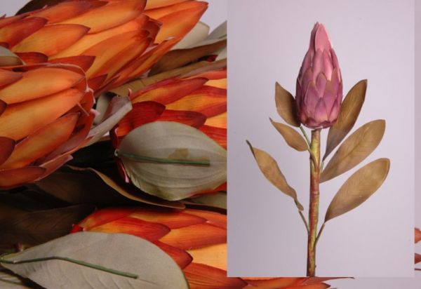 Büyük Dekoratif Yapay Çiçek Dalı Protea 86 cm – Mor