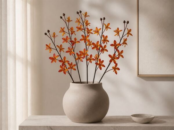 Yapay Orkide Dalı 75 cm Turuncu