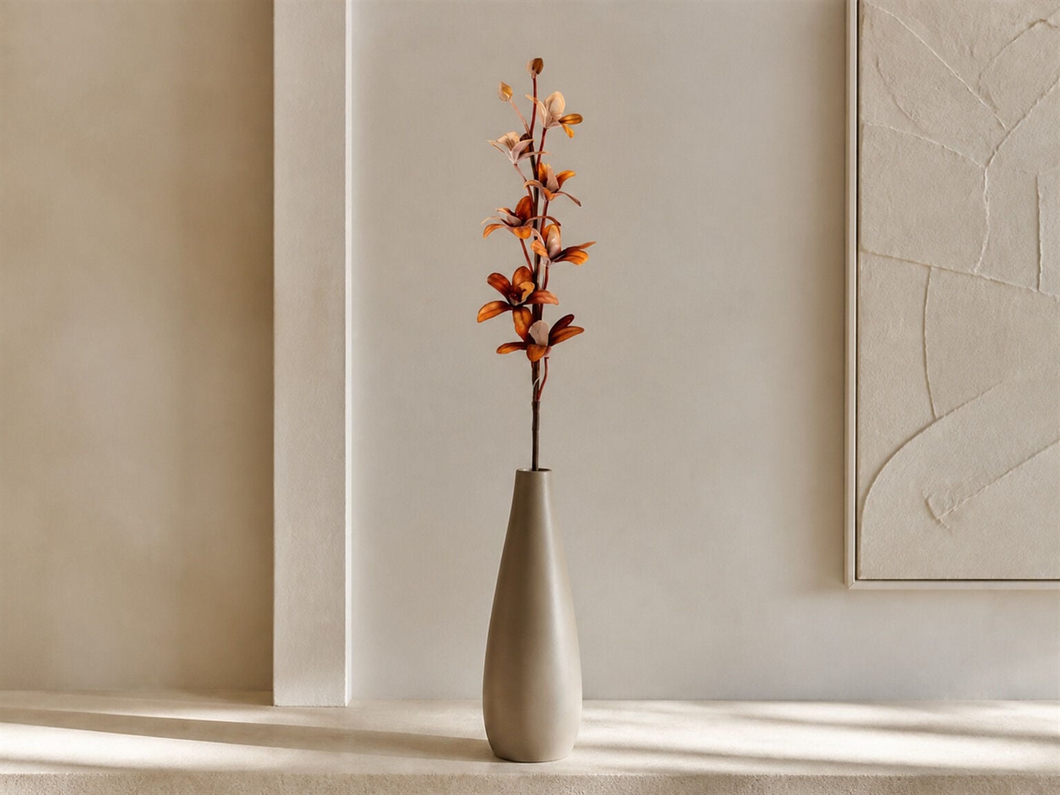 Yapay Orkide Dalı 75 cm Kahverengi
