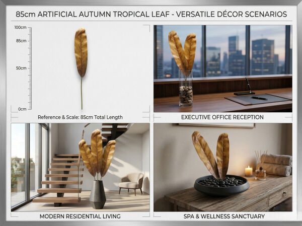 Yapay Tropikal Yaprak 85 cm - Kurutulmuş Görünümlü Dekoratif Uzun Yaprak